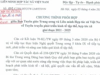 CHƯƠNG TRÌNH PHỐI HỢP GIỮA BAN TUYÊN GIÁO TRUNG ƯƠNG VÀ LIÊN MINH HỢP TÁC XÃ VIỆT NAM VÀ TUYÊN TRUYỀN PHÁT TRIỂN KINH TẾ TẬP THỂ, HỢP TÁC XÃ GIAI ĐOẠN 2021 -2025