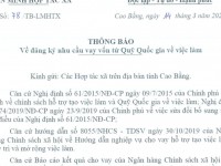 Thông báo về việc đăng ký nhu cầu vay vốn từ Quỹ Quốc gia về việc làm