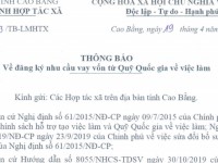 Thông báo về đăng ký nhu cầu vay vốn từ Quỹ Quốc gia về việc làm