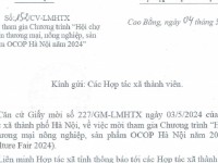 Thông báo về việc mời tham gia Chương trình "Hội chợ Xúc tiến thương mại, nông nghiệp, sản phẩm OCOP Hà Nội năm 2024".