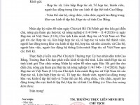 V/v gửi Thư chúc mừng Nhân kỷ niệm 80 năm ngày Bác Hồ gửi thư cho điền chủ, nông gia tham gia Hợp tác xã nông nghiệp 11/4/1946 - 11/4/2026); Ngày Hợp tác xã Việt Nam (11/4)
