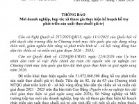 Thông báo mời doanh nghiệp, hợp tác xã tham gia thực hiện kế hoạch hỗ trợ phát triển sản xuất theo chuỗi giá trị