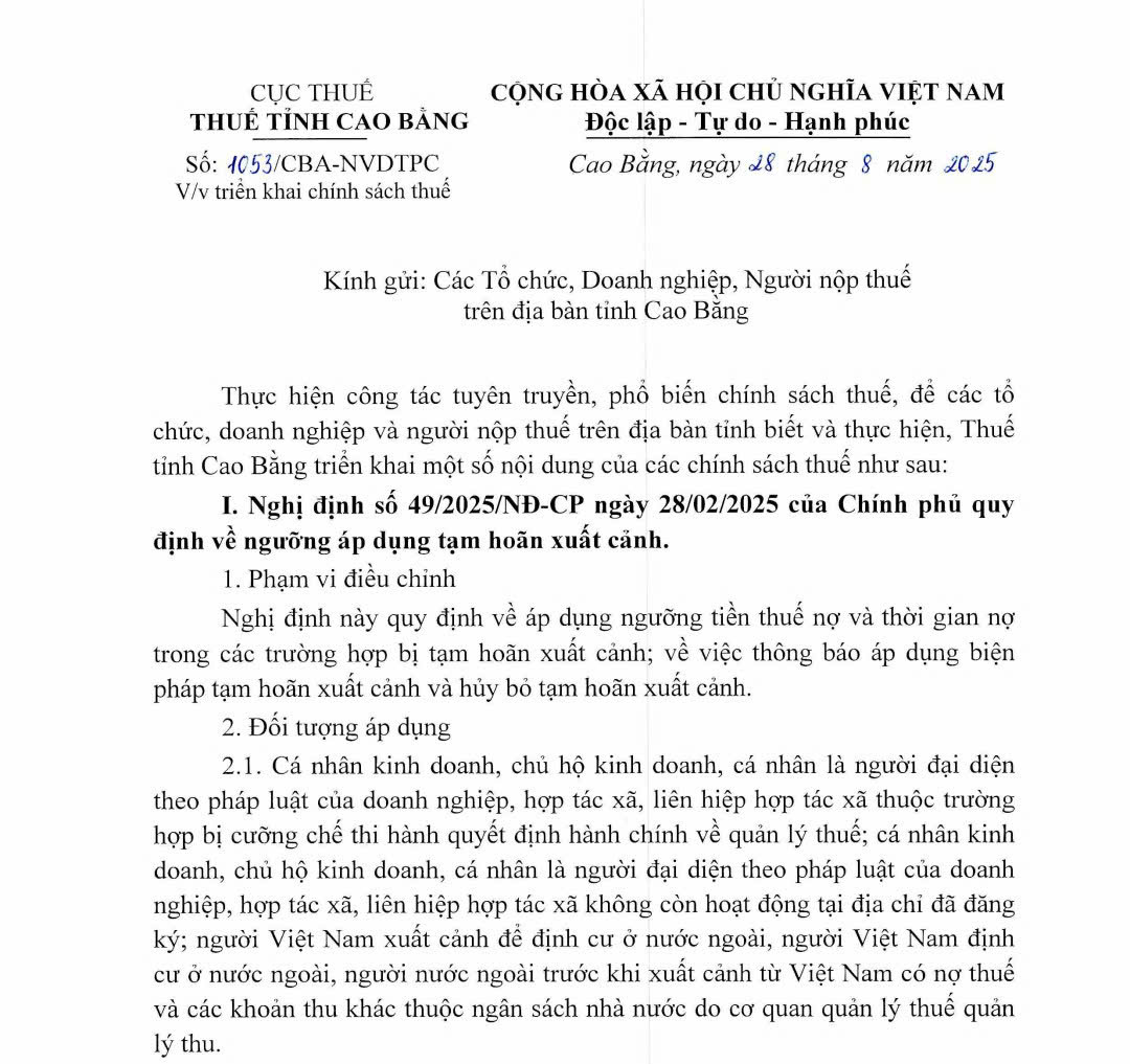 Triển khai chính sách thuế