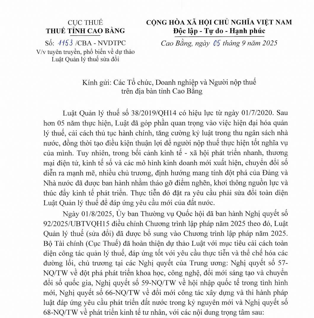 Tuyên truyền, phổ biến về dự thảo Luật Quản lý thuế sửa đổi