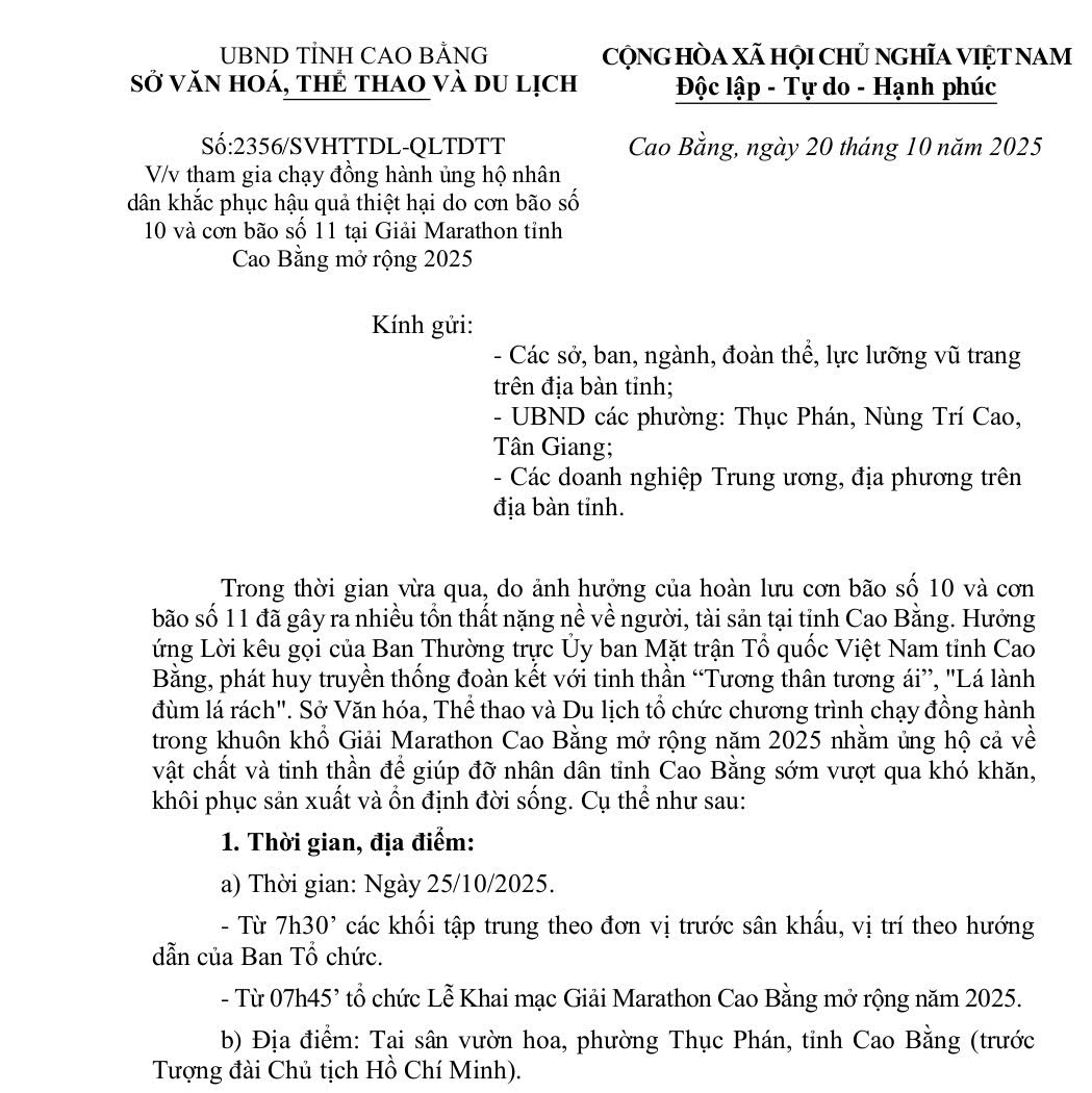 tham gia chạy đồng hành ủng hộ nhân dân khắc phục hậu quả thiệt hại do cơn bão số 10 và cơn bão số 11