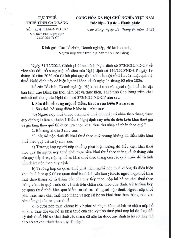 Triển khai Nghị định số 373/2025/NĐ-CP
