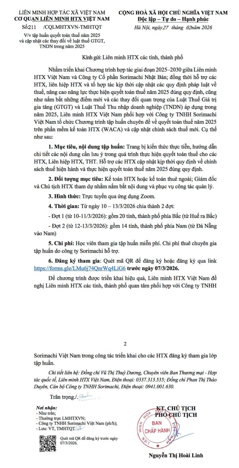 Tập huấn quyết toán thuế năm 2025 và cập nhật các thay đổi về luật thuế GTGT, TNDN trong năm 2025