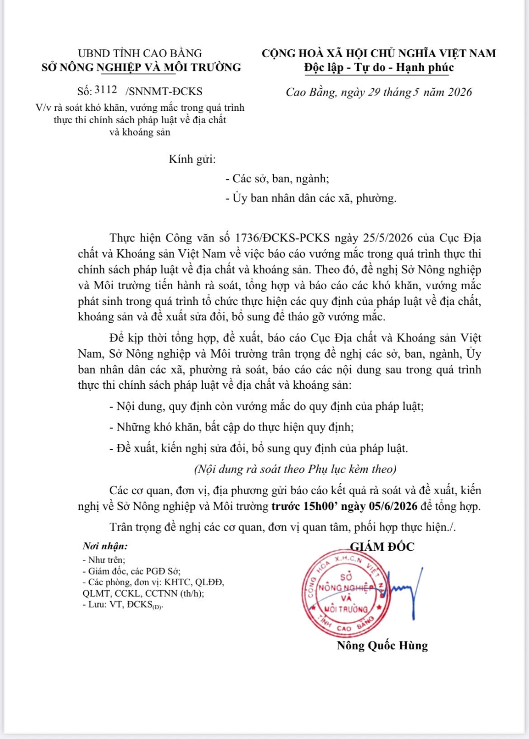 RÀ SOÁT KHÓ KHĂN, VƯỚNG MẮC TRONG QUÁ TRÌNH THỰC THI CHÍNH SÁCH PHÁP LUẬT VỀ ĐỊA CHẤT VÀ KHOÁNG SẢN